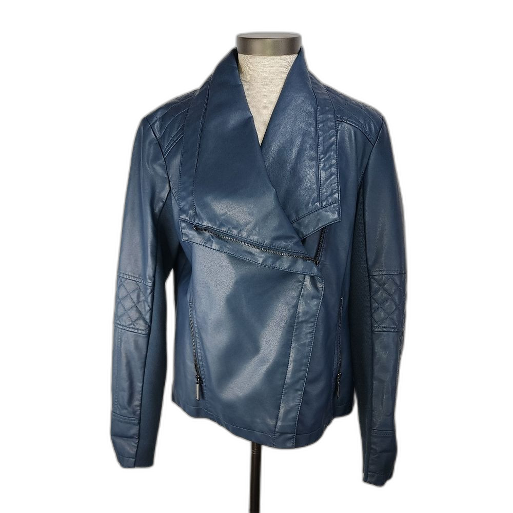 Mo-ka by Santa Fe Apparel women's blue faux leather jacket size M